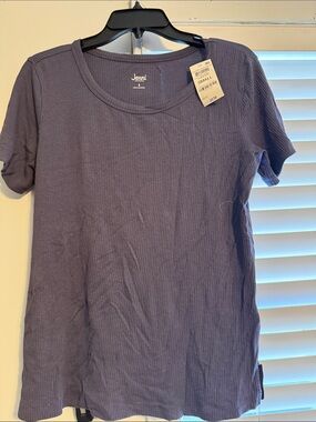 Jenni Ribbed Short Sleeve Tee in Dusty Purple